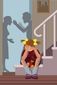 a heartsick little girl listens to her parents arguing